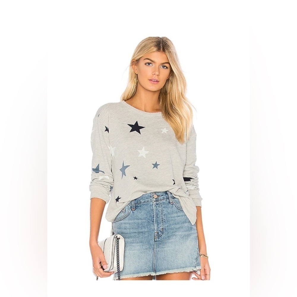 Sundry Light Gray Star Print Sweatshirt